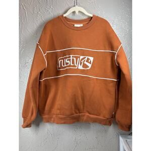 Rusty Jena Crew Fleece Chestnut Brown Crew Neck Oversized‎ Sweatshirt Size Small